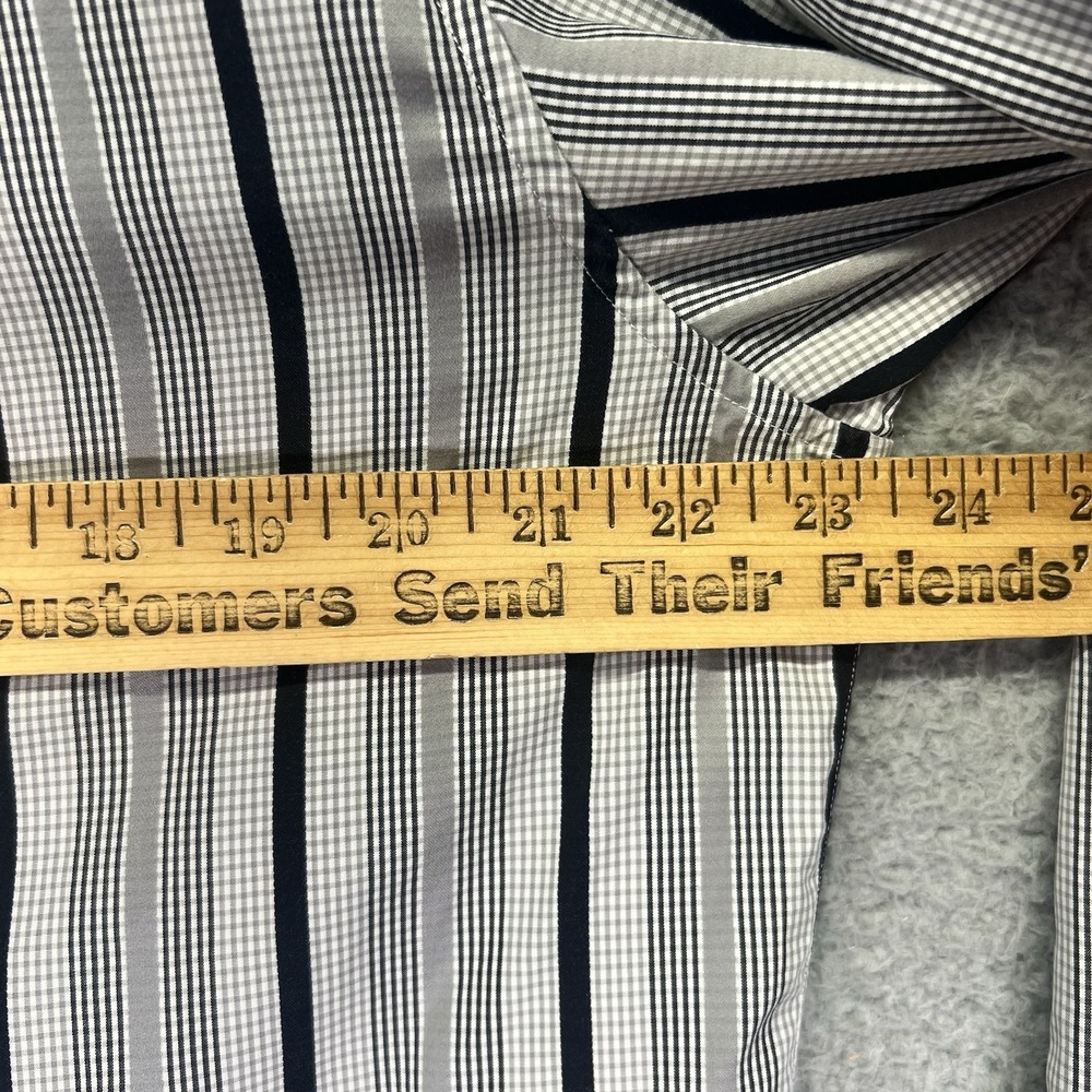 Robert Graham Shirt Men Large Gray Striped Long Sleeve Button Up Flip Cuff - Picture 6 of 8